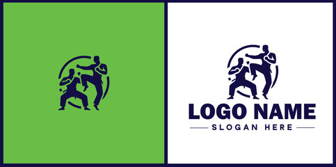 Self-Defense Class icon Martial arts training Personal protection course Combat skills workshop flat logo sign symbol editable vector