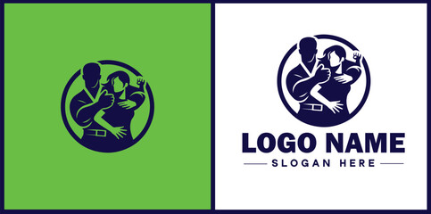 Self-Defense Class icon Martial arts training Personal protection course Combat skills workshop flat logo sign symbol editable vector