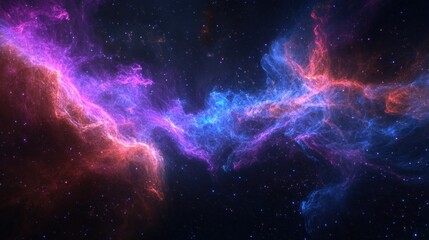 A deep-space corridor of intertwining nebula strands glows with hues of violet and cyan