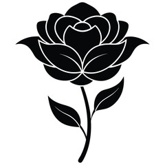 minimalist black silhouette blossom flower vector on white background