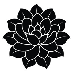 minimalist black silhouette blossom flower vector on white background