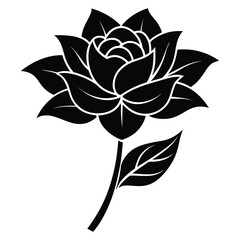 minimalist black silhouette blossom flower vector on white background