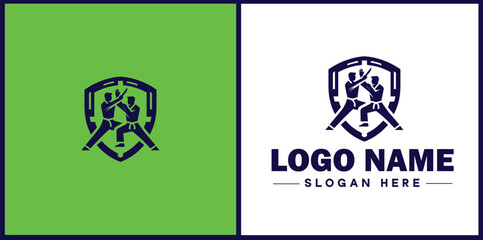 Self-Defense Class icon Martial arts training Personal protection course Combat skills workshop flat logo sign symbol editable vector