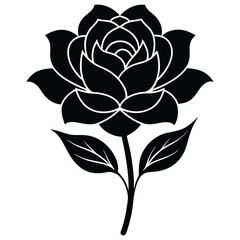 minimalist black silhouette blossom flower vector on white background