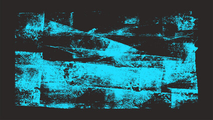 Ink roller shape bold background. Linocut texture. Grunge letterpress rectangles. Blue vibrant painted striped brayer lines. Painted stains. Vector lino template.