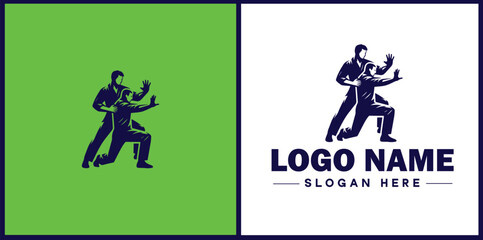 Self-Defense Class icon Martial arts training Personal protection course Combat skills workshop flat logo sign symbol editable vector