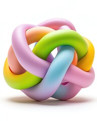 Pastel abstract 3D knot with soft gradient colors and playful shape, modern design of pastel abstract 3D knot for creative background, colorful visual concept showing pastel abstract 3D knot 