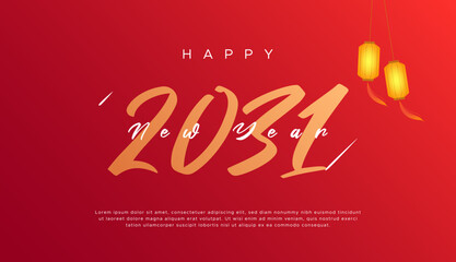Happy new year. 2031 text. New year 2031 minimalist. Design template for new year celebration. 2031 calendar. Year 2031 celebration greeting background template