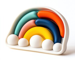 Obraz premium product photo on white background. super unique and interactive silicone toddler toy. bright retro colors