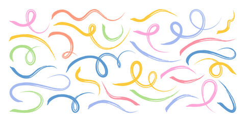 Collection of brush strokes on white background
