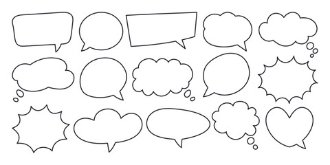 Comic Speech Bubble Outline Set