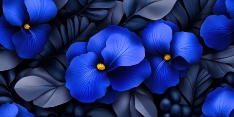 Twilight Floral Dreamscape. Intertwining deep indigo irises, moonflower vines, and silver-dollar eucalyptus for a mysterious night garden feel.