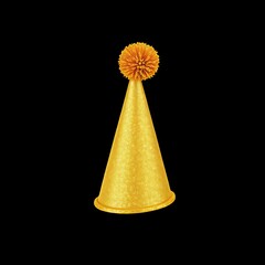 Golden party hat Isolated on transparent background