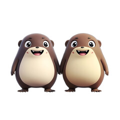 Two moles with varying colors and expressions on a transparent background.