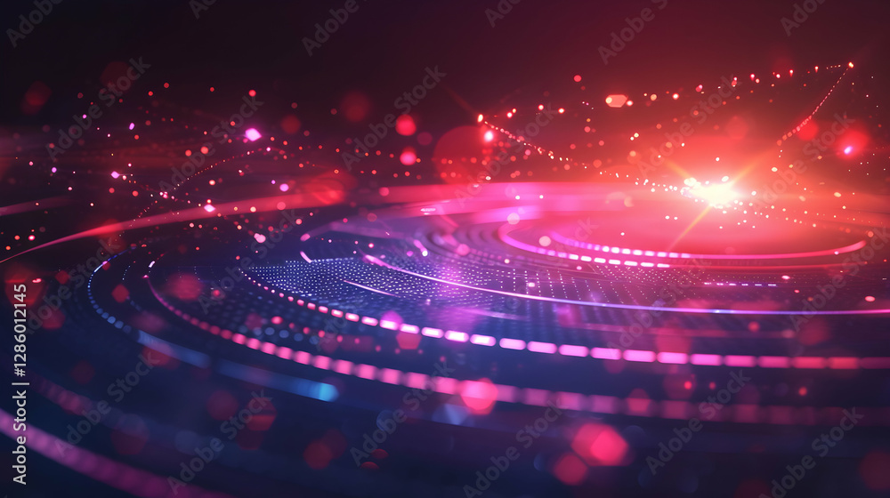 Poster abstract light patterns with vibrant colors creating a dynamic atmosphere in a digital space