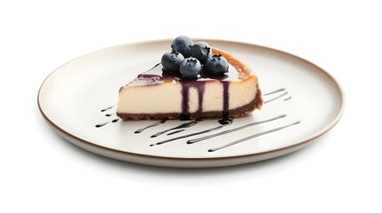Delicious Creamy Cheesecake Topped Fresh Blueberries Rich Sauce Garnish Dessert Plate