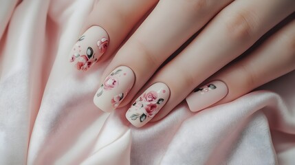Beautiful Floral Nail Art Design Elegant Pink Roses