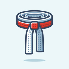 Stylized Martial Arts Belt Icon with Red Accents in Flat Illustration Style