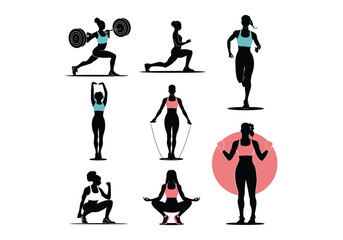 Fototapeta premium Fitness Vector Illustrations: Workout Exercise Graphics