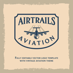 Fully editable vector logo template with vintage aviation theme for any related print or digital media