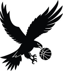 Eagle with basketball vector illustration. Perfect for sports logos, team mascots, branding, t-shirts, posters, tournaments, school teams, gaming, and digital artwork.

