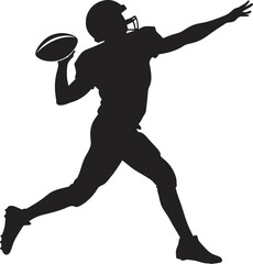 American football player silhouette vector illustration, perfect for sports logos, team designs, football graphics, athlete icons, championship events, and sports branding.


