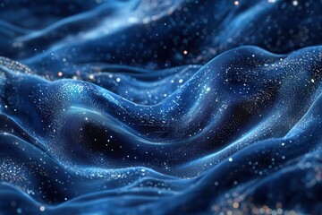 Obraz premium swirling digital particles form intricate 3d data visualization patterns in deep blue and silver with glowing connections and holographic overlays