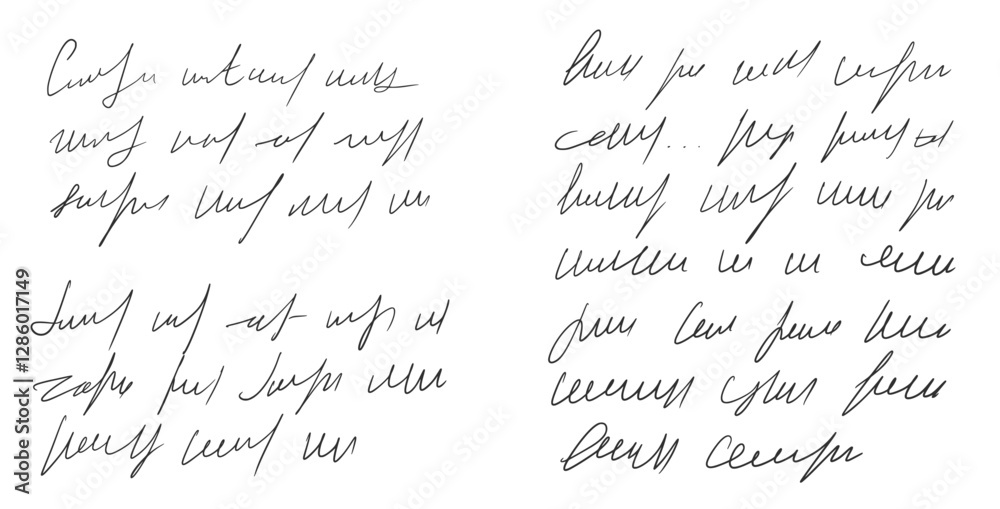 Fototapete handwritten scribble love letter. freehand rough text note. unreadable doodle write by pen isolated 