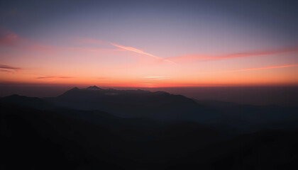 Serene Sunrise over Majestic Mountain Ranges Peaceful Dawn Landscape Photography