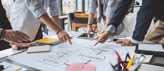 Business Team Collaboration Planning Strategy Market Analysis Meeting Brainstorming Session Professional Teamwork Corporate Office Group Project Development Creative Ideas Successful Collaboration    