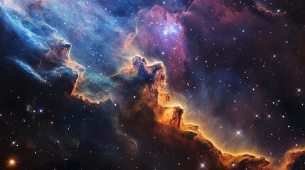 A deep-space horizon where nebulae shift like ocean waves, reshaping the galaxy
