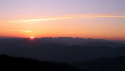 Serene Sunrise Over Majestic Mountain Ranges A Breathtaking View