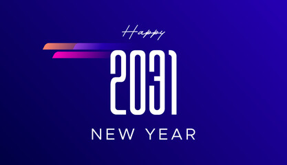 Happy new year. 2031 text. New year 2031 minimalist. Design template for new year celebration. 2031 calendar. Year 2031 celebration greeting background template