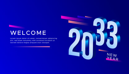 Obraz premium Happy new year. 2033 text. New year 2033 minimalist. Design template for new year celebration. 2033 calendar. Year 2033 celebration greeting background template