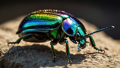Naklejka premium A close-up of a colorful forest beetle