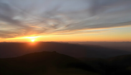 Fototapeta premium Majestic Mountain Sunset Golden Hour Dramatic Sky Landscape View