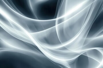 Fototapeta premium undulating cosmic waves in motion pearlescent whites and silvers ethereal smokelike tendrils celestial abstract composition dramatic lighting