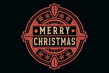 Obraz premium vintage style label Merry Christmas