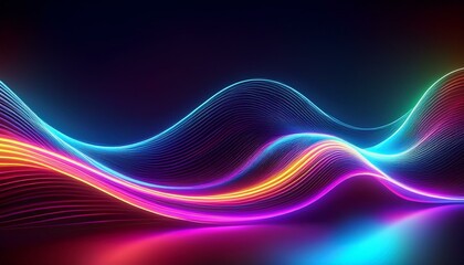 Glowing neon wave lines on a dark background. Gives a futuristic feel
