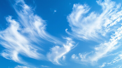 Stunning Blue Sky with Wispy Cirrus Clouds Dramatic Cloud Formations Heavenly Scenic View