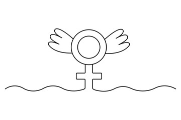 Female gender continuous one line drawing and outline editable stroke
