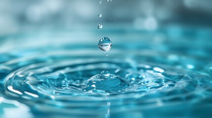 Scientific macro photography reveals a water droplet refracting prismatic light rays, set against a teal and pearl white background with ultra-sharp focus in lab illustration style.