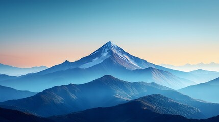 Fototapeta premium Distant Snow Capped Mountain Ranges with Vibrant Blue Sky Backdrop