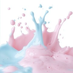 Dynamic pink and blue liquid splash on white background