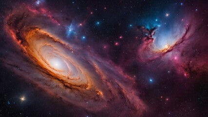 Obraz premium Nebula and galaxies in space. Abstract cosmos background. Universe science astronomy.