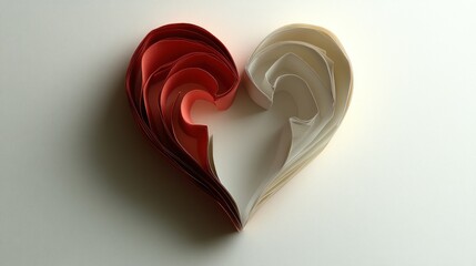 Layered Paper Heart on White Background