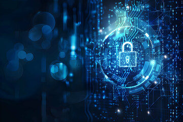 Obraz premium Digital security lock symbolizing cybersecurity and data protection in a tech environment