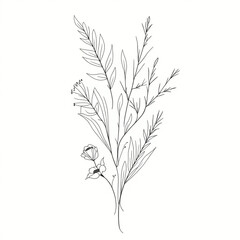 Botanical Line Art Tattoos Poster &ndash; Minimalist Floral Ink Art

