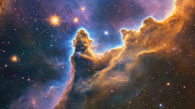 A celestial waterfall of liquid stardust cascades through a glowing nebula, forming radiant streams