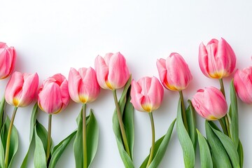 Obraz premium Pink Tulip Border